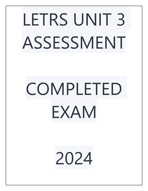 SOLUTION: Letrs unit 3 assessment completed exam 2024 - Studypool