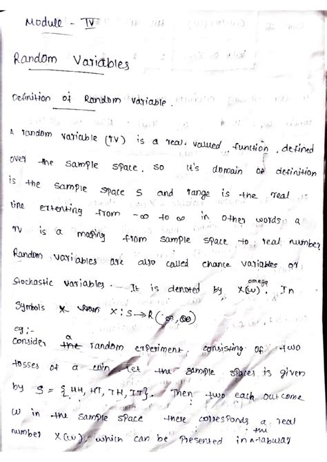 Module IV: Random Variables and Probability Distributions - Studocu