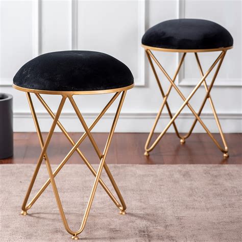 Buy Black Cross Leg Metallic Stool Set of 2 Online in India | Nestroots
