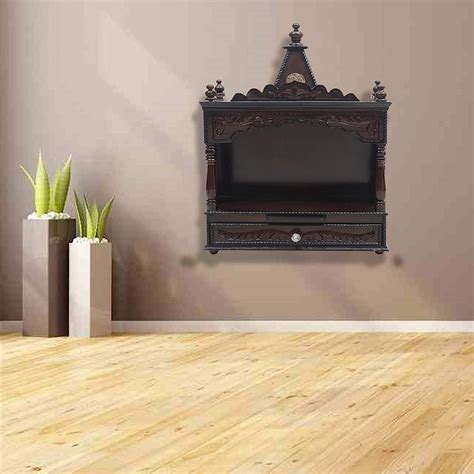 DZYN Furnitures Solid Teak Wood Home Temple in Cherry Brown (Size: 60 ...