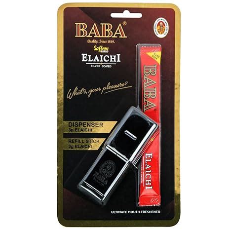 BABA ELAICHI Silver Coated Saffron Blended Elaichi and Dispenser - Pack ...