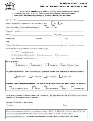 Fillable Online Meeting Room Scheduling Request Form - Franklin Public ...