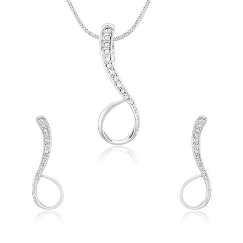 Buy Mahi Rhodium Plated Shinning Elegant Drop Pendant Set with Crystals ...