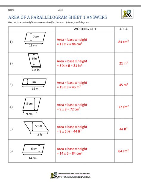 Image result for Parallelogram Area Problems