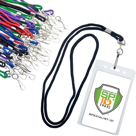 25 Pack Premium Name Tag Badge Holders with Lanyards - Vertical Clear ...