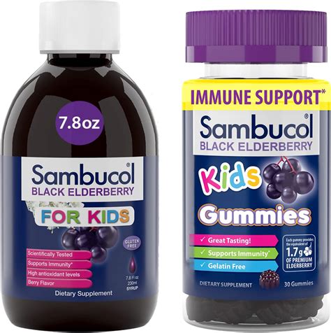 Amazon.com: Sambucol Black Elderberry Syrup and Gummies for Kids ...