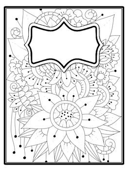 4 Floral Binder Covers and Spines, Floral Back To School Coloring Pages ...