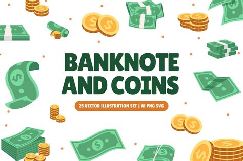 Banknote and Coins Illustration Set — Teletype