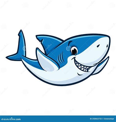 Friendly Shark Happily Swimming In Ocean Depths, Cartoon Style, Generative AI Stock Image ...