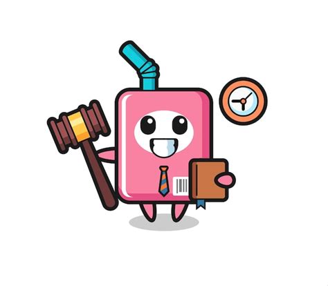 Maskottchenkarikatur der milchbox als richter, niedlicher stilentwurf ...