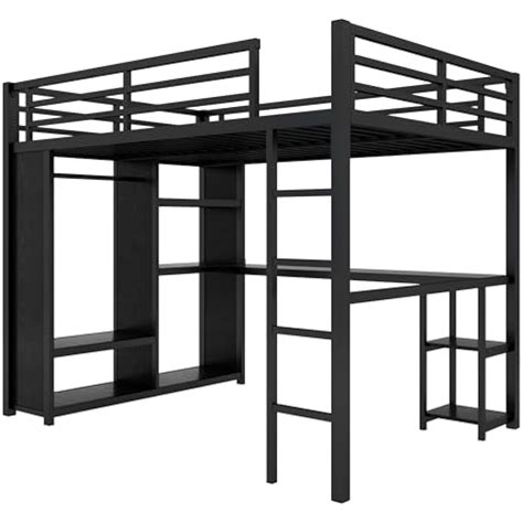 SOFTSEA Queen Loft Bed with Desk & Wardrobe, Heavy India | Ubuy