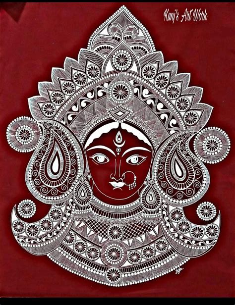 Durga face Aian | Boho art drawings, Folk art painting, Indian art paintings