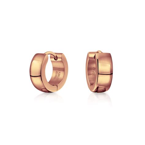 Buy Black Silver Rose Gold Tone Plated Simple Plain Kpop Huggie Hoop ...