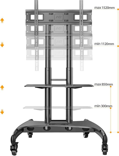 NBNorthBayou NB Mobile TV Cart, UL Listed, Rolling TV Stand with India ...