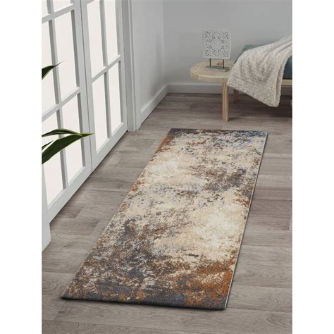Buy OBSESSIONS Anti-Static Abstract Polypropylene Floor Runner, Beige ...