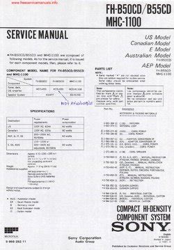 Sony FH-B50CD FH-B55CD MHC-1100 Service Manual PDF Free Download