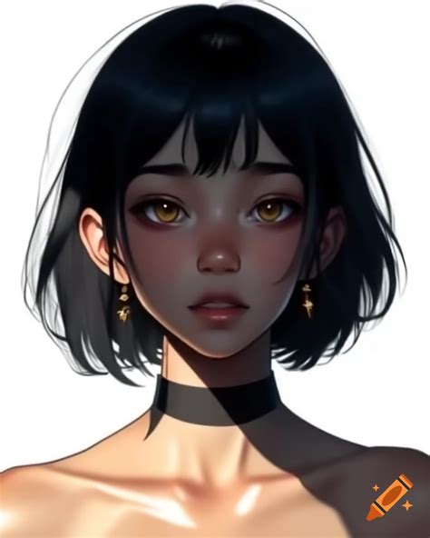 Black anime girl with short hair on Craiyon