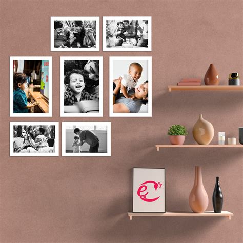 Memory Wall Collage Photo Frame - Set of 7 Photo Frames for 4 Photos of ...