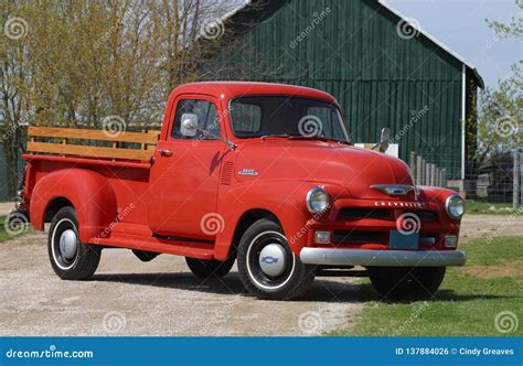 1957 Red Chevrolet Old Pick Up Truck Editorial Photo - Image of wood ...