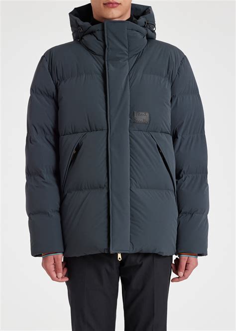 Men's Washed Navy Hooded Down Coat