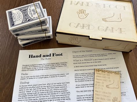 Hand & Foot Card Game: Wooden Quick Guide Reference Card - Etsy