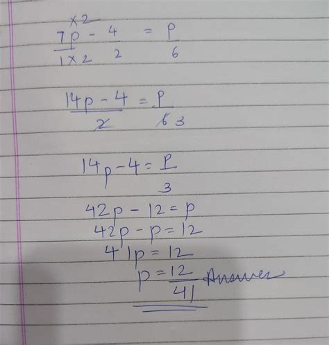 7p - 4/2 = p/6solve equation step by step - Brainly.in