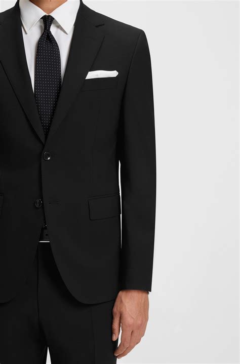 BOSS - Regular-fit suit jacket in stretch virgin wool - Black