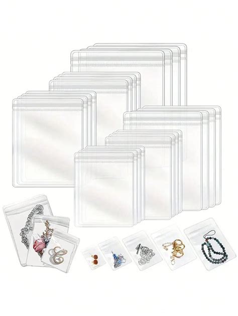 50pcs PVC Clear Jewelry Anti Oxidation Zipper Bag Plastic Bags For ...