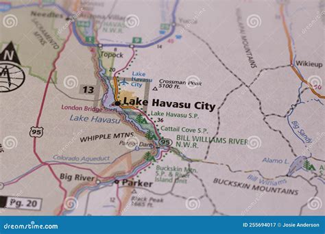 Lake Havasu City on a Map stock image. Image of lake - 255694017