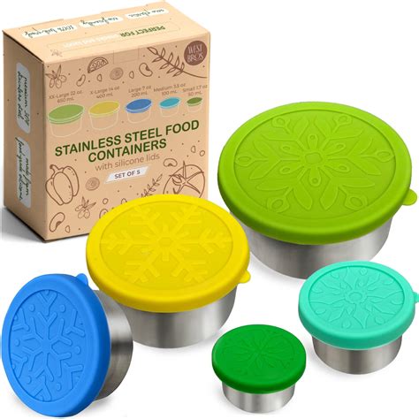 Amazon.com: Stainless Steel Containers with Lids for Food Storage - Set ...