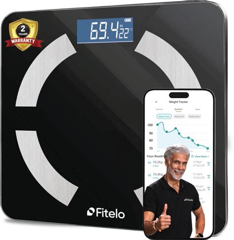 Fitelo Bluetooth Smart Scale | Body Fat BMI Analyzer | Tracks 18 ...