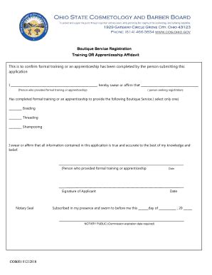 Fillable Online Boutique Service Registration Affidavit Fax Email Print ...