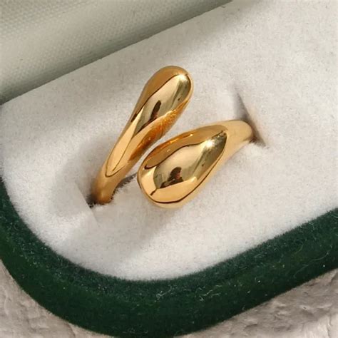 Melted Drop Ring – Gold Plated Minimal Statement – Craftybella