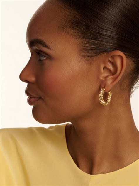 Ted Baker Tiyaa Twisted Pearl Hoop Earrings, Gold