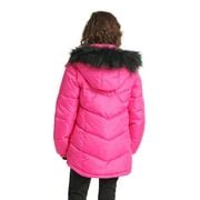 Buy Justice Girls Puffer Jacket with Faux Fur Lined Hood, Sizes 5-18 ...