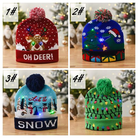 LED Christmas Hat/light up Christmas Hat/unisex Knitted - Etsy