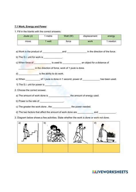 Image result for Work and Power Worksheet