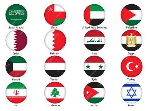 Premium Vector | Flags of middle east countries