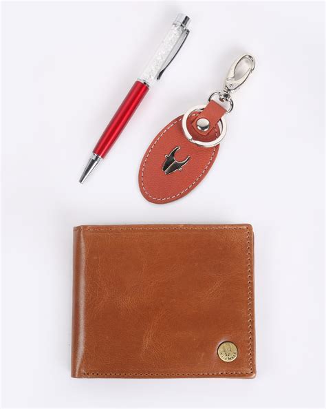 Buy Tan Brown WILDHORN Bi-Fold Wallet with Pen & Keychain Gift Box | AJIO