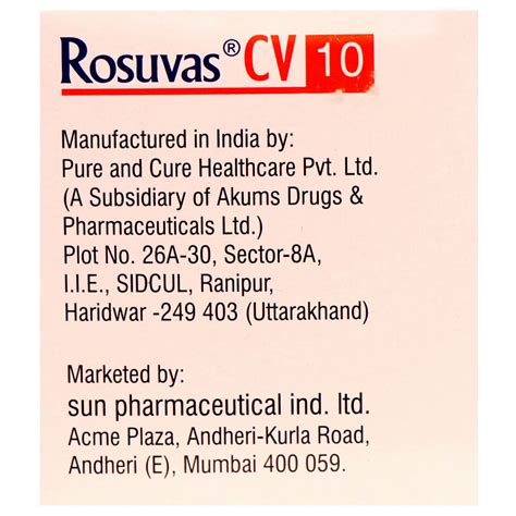 Rosuvas CV 10 Tablet | Uses, Side Effects, Price | Apollo Pharmacy
