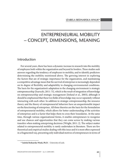 Entrepreneurial mobility concept dimensions meaning - Entrepreneurial ...