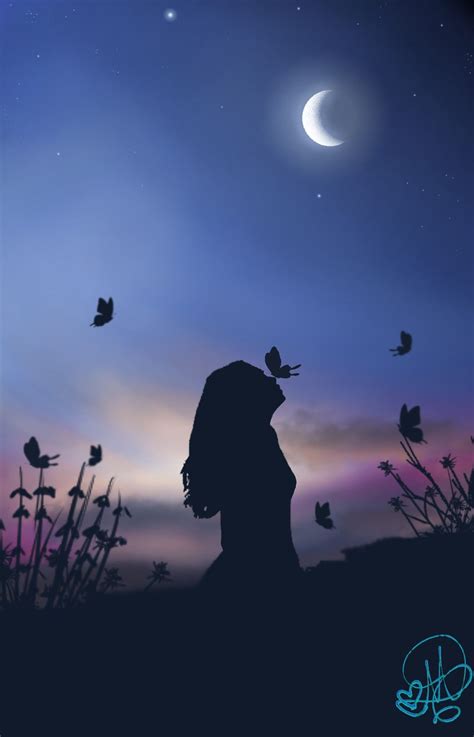 #moon #butterfly | Bellissimi sfondi, Disegni di ragazze, Sfondi