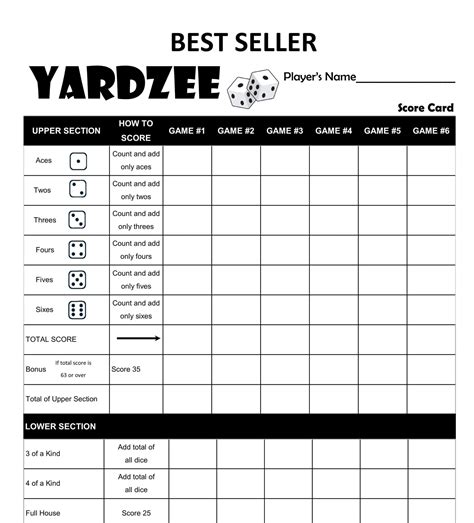 Printable Yardzee Yahtzee Laminated Score Sheet Scorecards Etsy ...