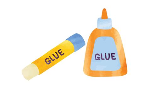 Glue stick and glue bottle watercolor hand drawn vector isolated on ...