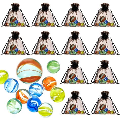 Amazon.com: Pack of 12 Marble Game Sets, Bag of Marbles Glass Marble ...