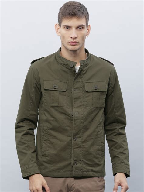 Buy ETHER Olive Green Utility Jacket - Jackets for Men 1388958 | Myntra