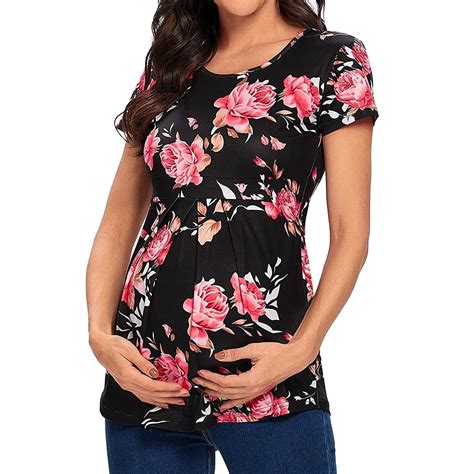 WAJCSHFS Maternity Summer Clothes Plus Size Women's Casual Round Neck ...