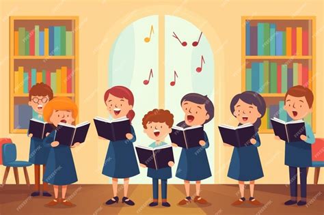 Los niños cantan en una sala de la escuela de música. | Foto Premium