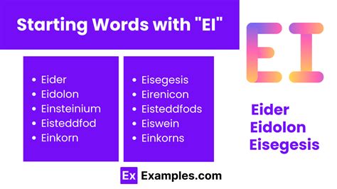 450+ EI Words List, Meaning, PDF