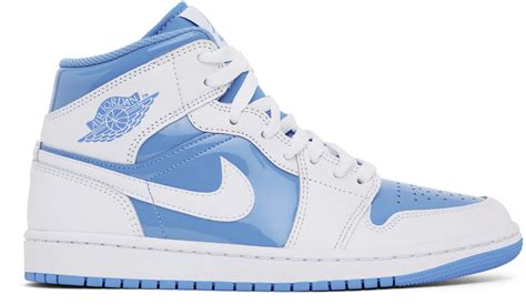 Nike Jordan: White & Blue Air Jordan 1 Mid SE Sneakers | SSENSE Canada